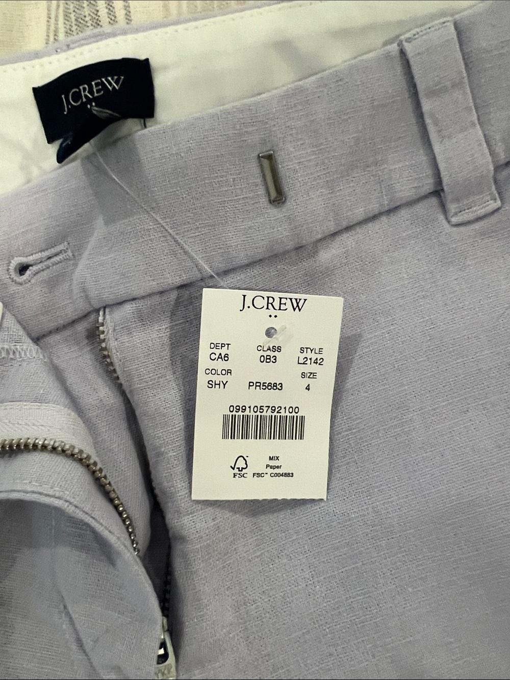 J. Crew Lilac Scallop Hem High-Rise Women's Shorts - Picture 3 of 4